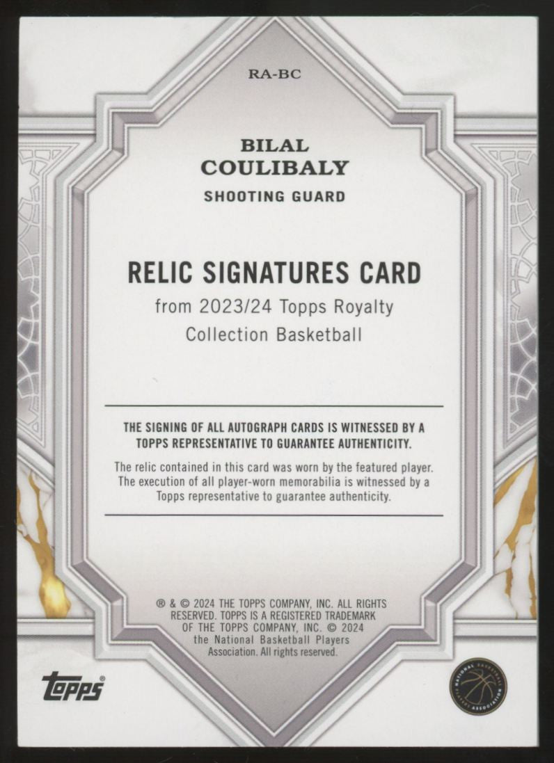 2023-24 Topps Royalty Bilal Coulibaly RC Patch Auto RPA /99 #RA-BC