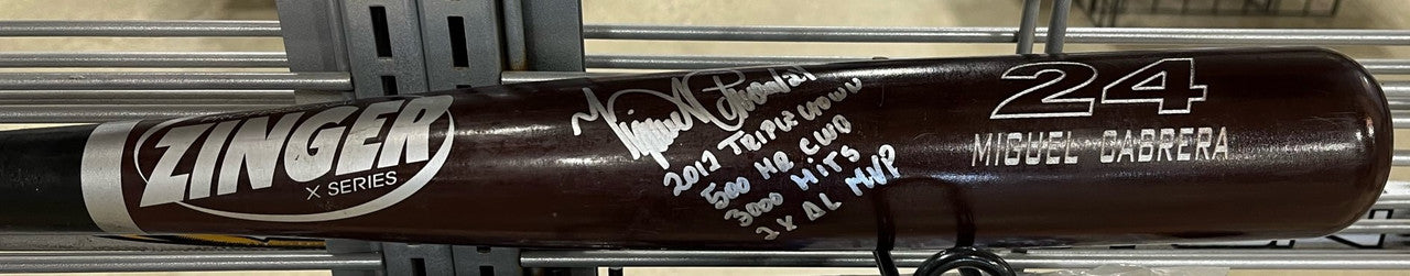 Miguel Cabrera Game Used Signed Autographed Inscribed Zinger Bat PSA GU 9.5