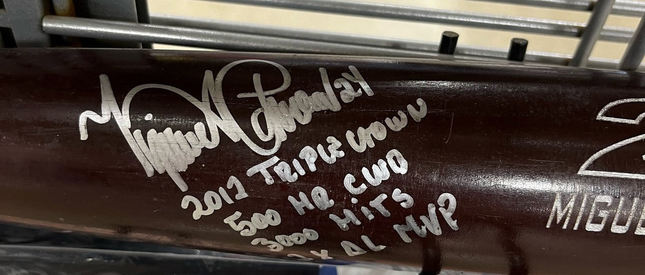 Miguel Cabrera Game Used Signed Autographed Inscribed Zinger Bat PSA GU 9.5