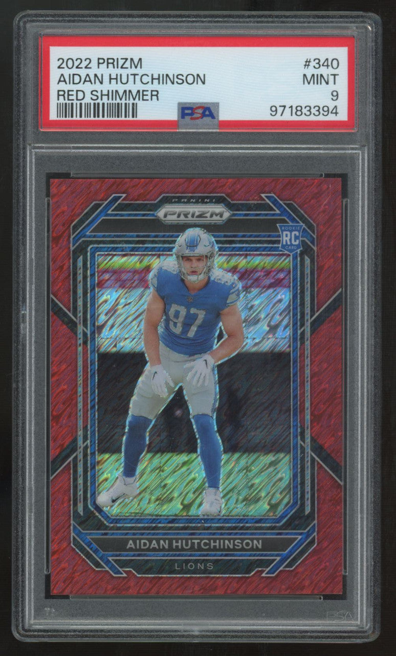 2022 Panini Prizm Aidan Hutchinson RC Red Shimmer /35 #340 PSA 9