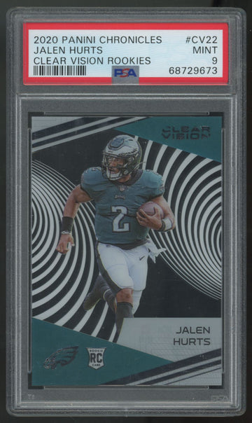 2020 Panini Chronicles Clear Vision Jalen Hurts RC #CV-22 PSA 9