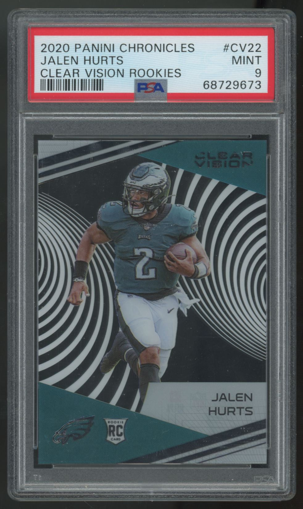 2020 Panini Chronicles Clear Vision Jalen Hurts RC #CV-22 PSA 9