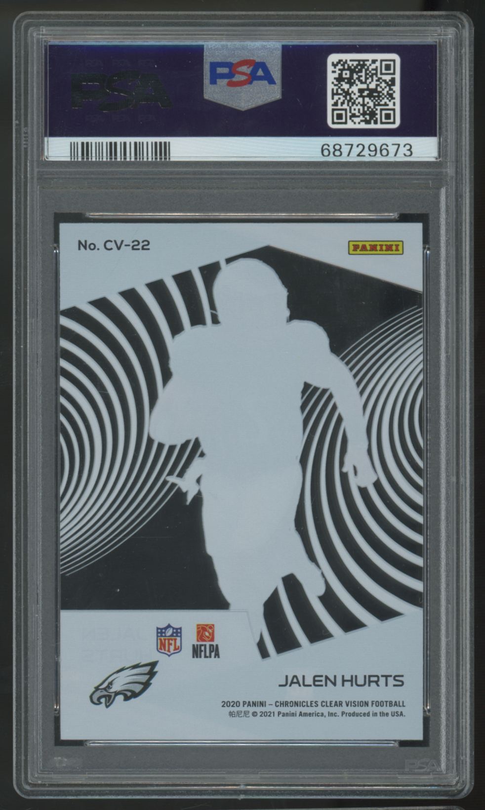 2020 Panini Chronicles Clear Vision Jalen Hurts RC #CV-22 PSA 9