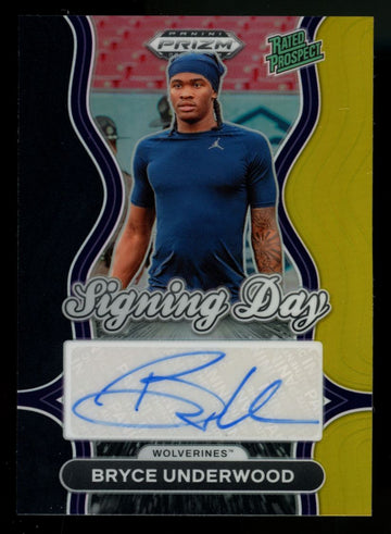 2025 Prizm Draft Bryce Underwood Rated Prospect Black/Gold Signing Day Auto /5