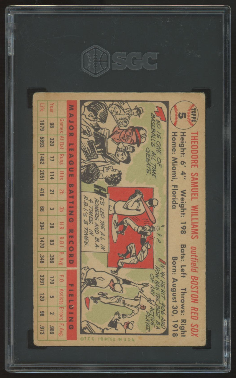 1956 Topps Ted Williams White Back #5 SGC 1