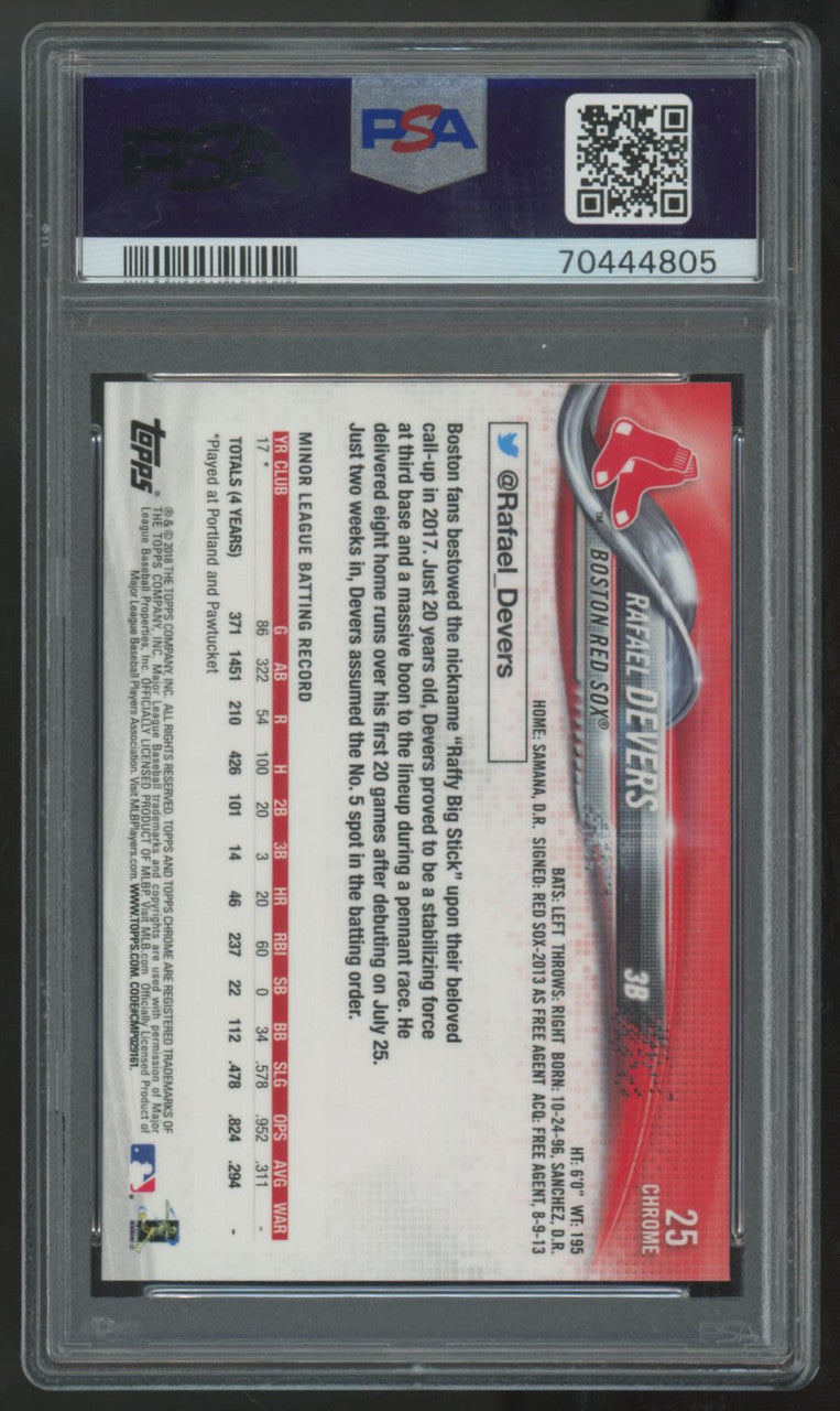 2018 Topps Chrome Rafael Devers RC Batting #25 PSA 10