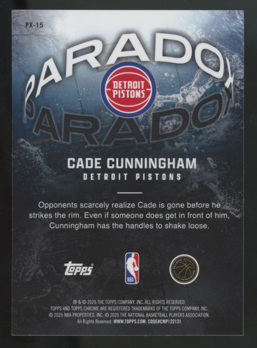 2025-26 Topps Chrome Cade Cunningham Paradox #PX-15