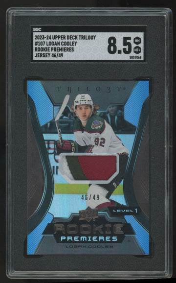 2023-24 Upper Deck Trilogy Logan Cooley Rookie Premier Patch  /49 #107 SGC 8.5