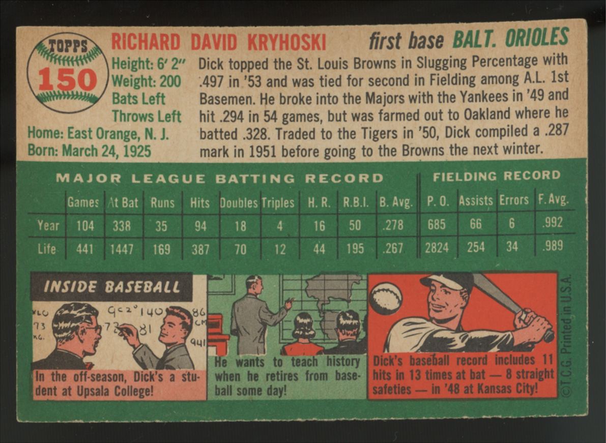 1954 Topps Dick Kryhoski #150 NM