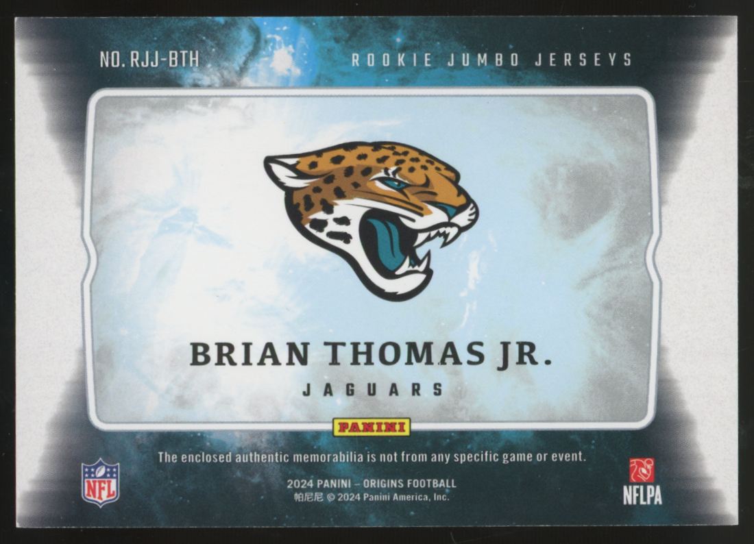 2024 Panini Origins Brian Thomas Jr. RC Jumbo Patch Turquoise /25 #RJJ-BTH