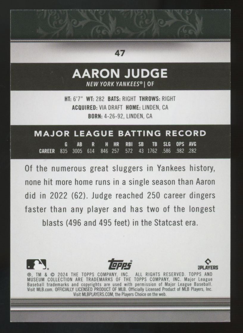 2024 Topps Museum Collection Aaron Judge Gold /199 #47