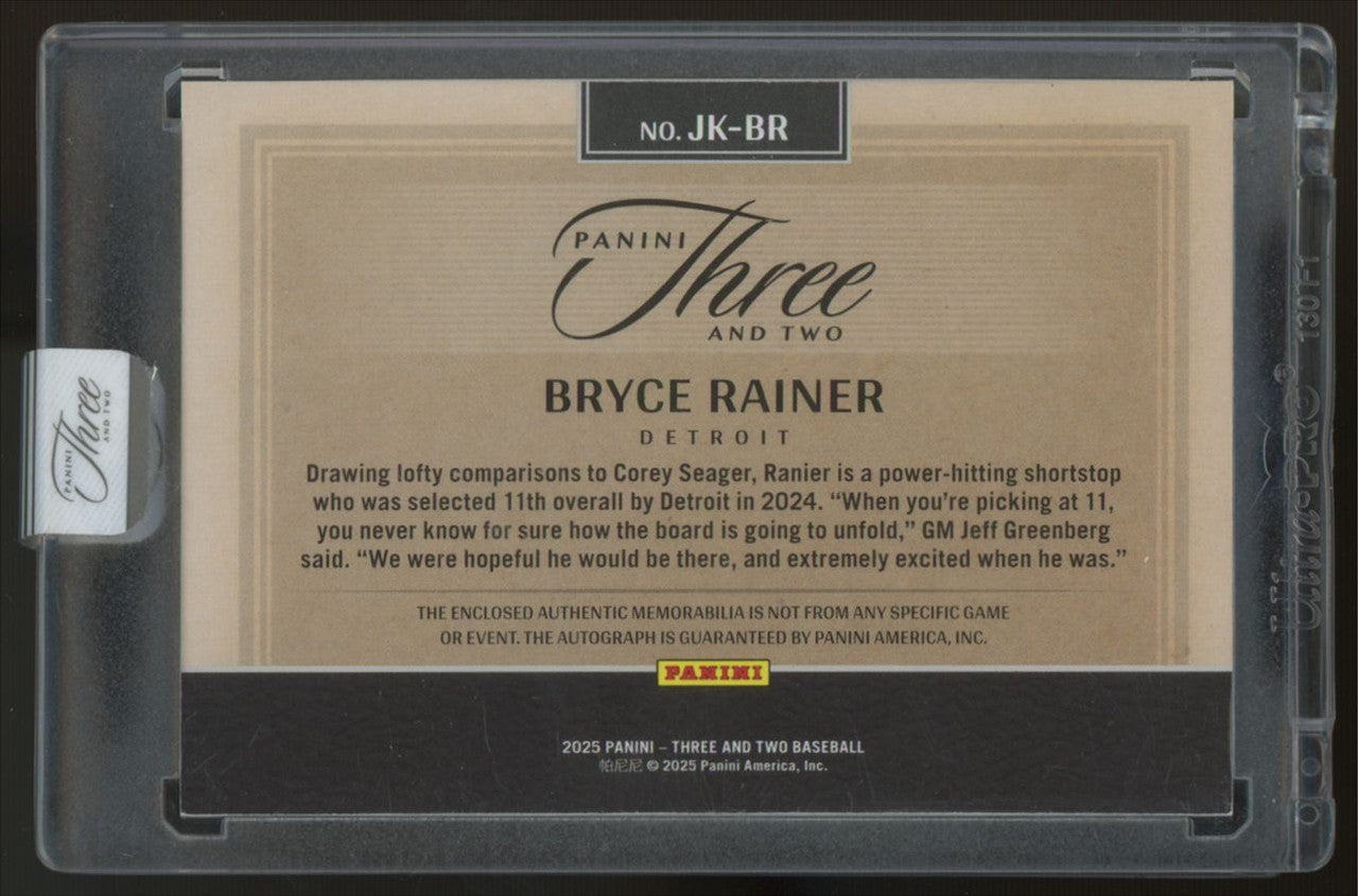 2025 Panini Three and Two Bryce Rainer Jersey Autographs Auto Red /6 #JK-BR