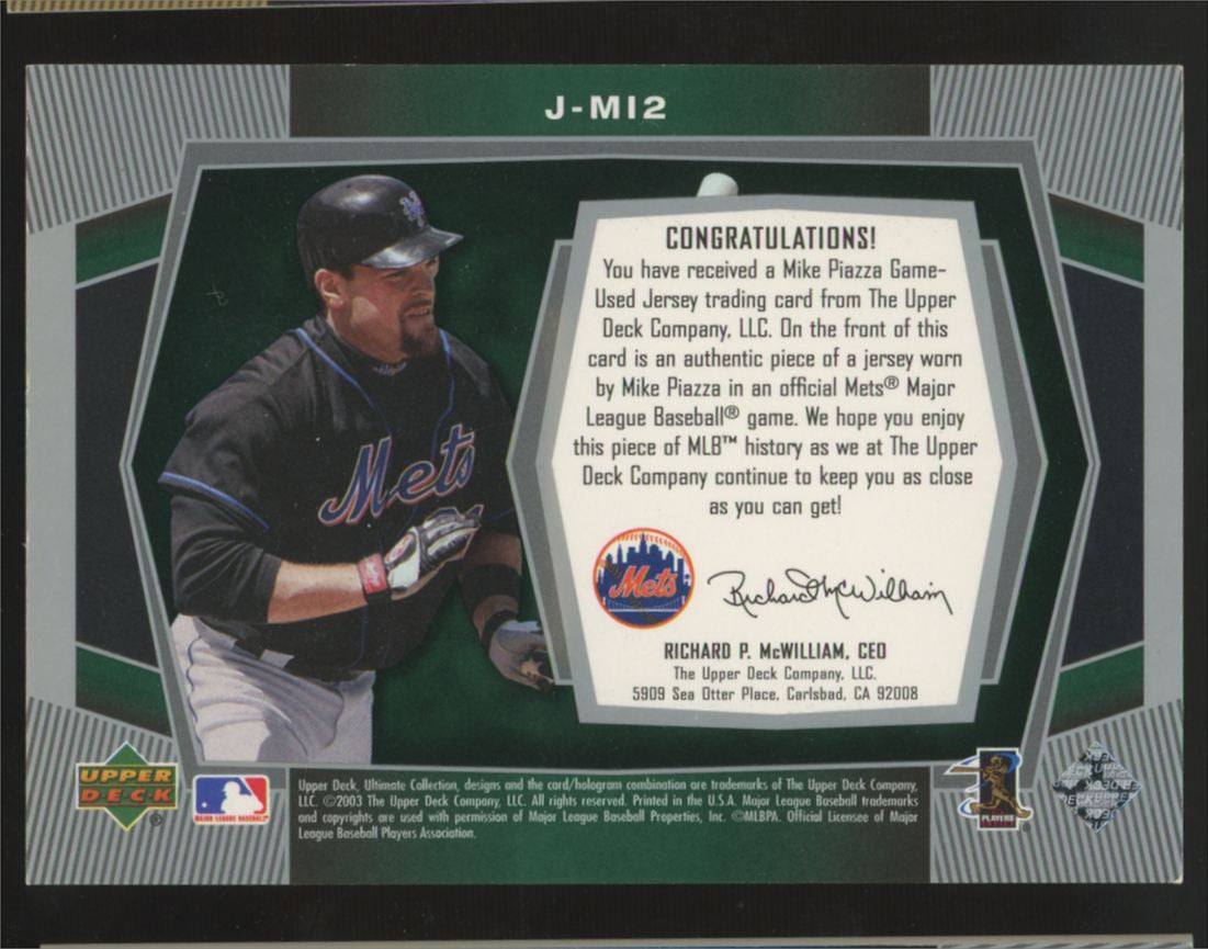 2003 Ultimate Collection Mike Piazza Game Used Jersey Patch /75 #J-MI2