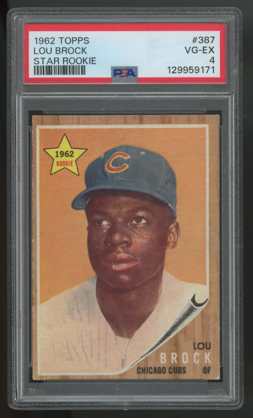 1962 Topps Lou Brock RC Star Rookie #387 PSA 4