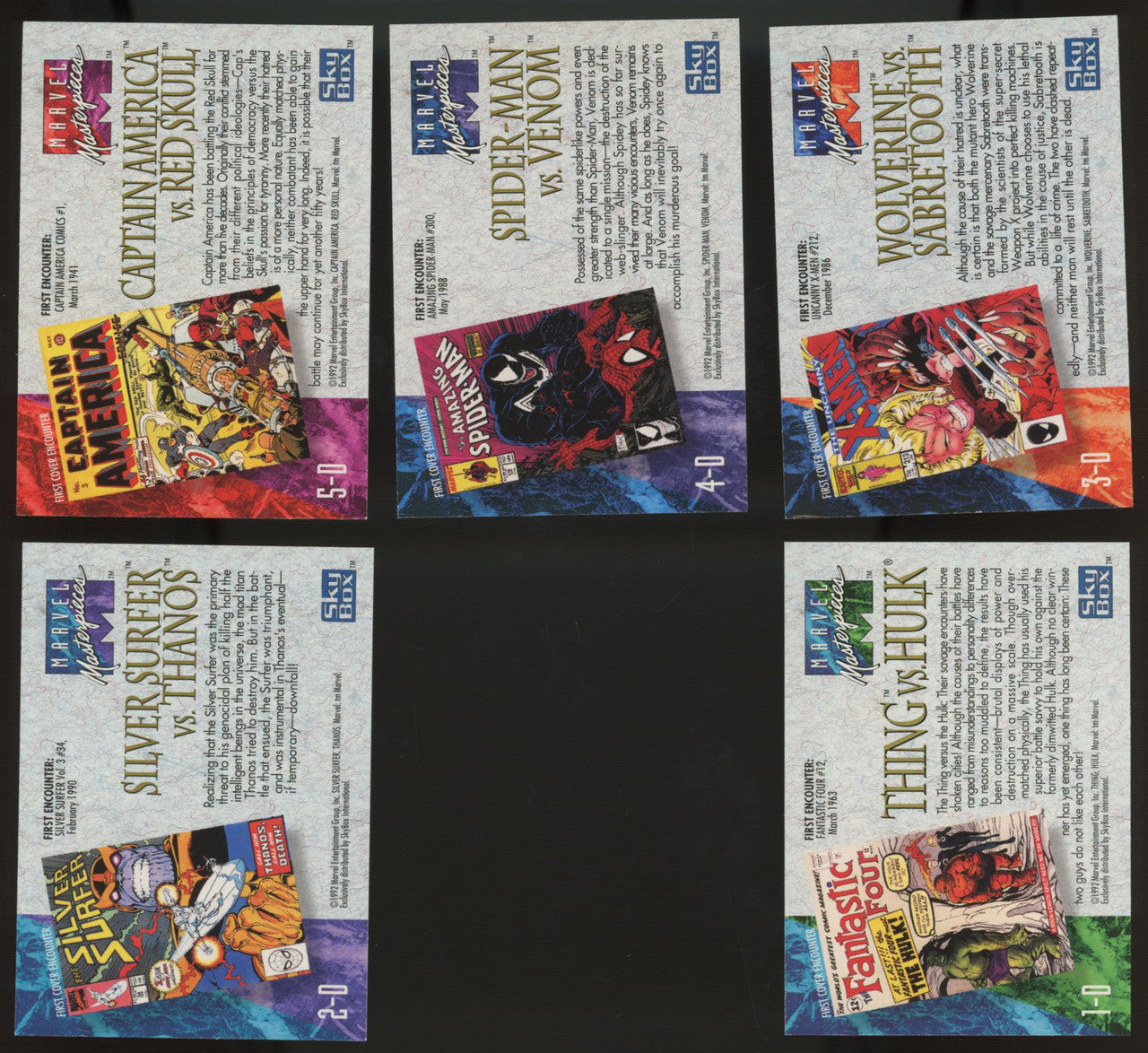1992 Skybox Marvel Masterpieces Battle Spectra Complete Set (5)