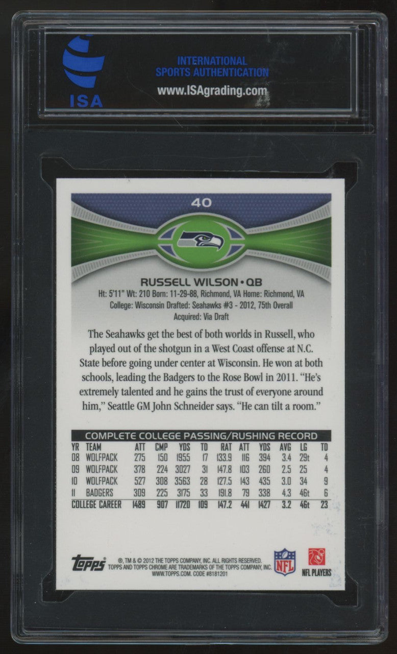 2012 Topps Chrome Russell Wilson RC #40 ISA 10