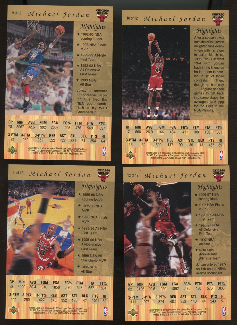1998 Upper Deck Gatorade Michael Jordan Complete Set (12) Jumbo Oversized