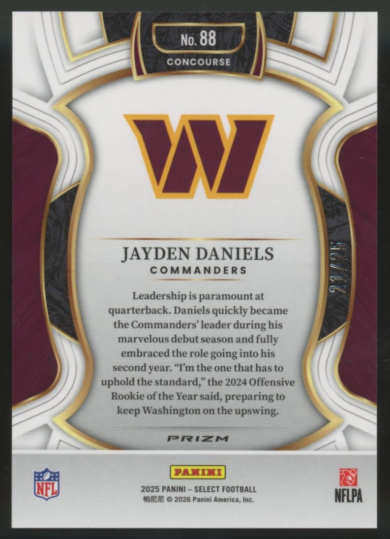 2025 Panini Select Jayden Daniels Concourse Tie-Dye Prizm /25 #88