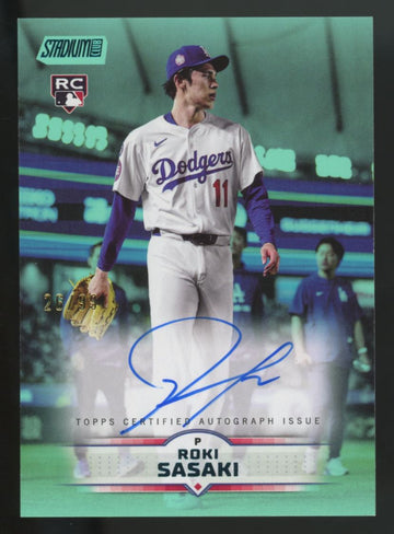2025 Topps Stadium Club Roki Sasaki RC Turquoise Foil Auto /99 #SCBA-RS