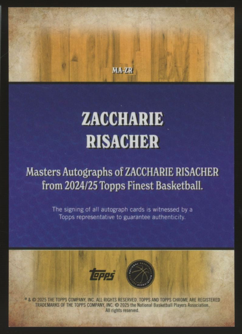 2024/25 Topps Finest Zaccharie Risacher RC Masters Auto Blue X-Fractor /99 #MA-ZR