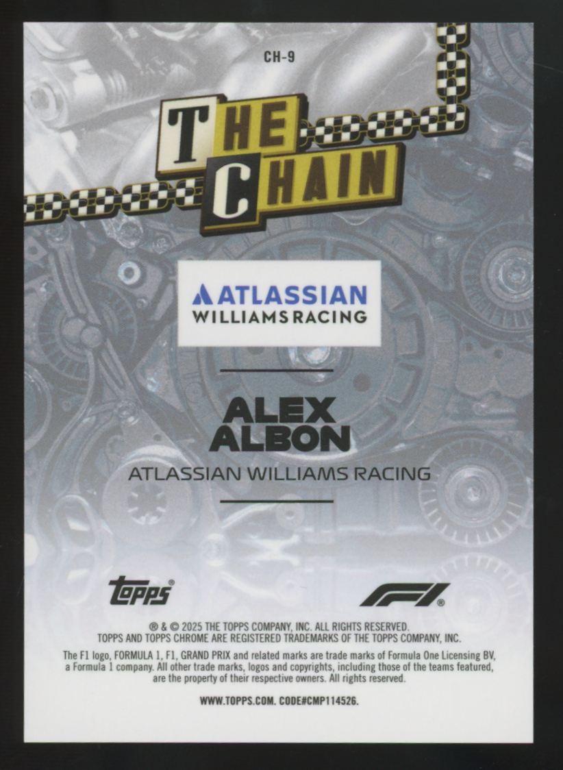 2025 Topps Chrome F1 Alex Albon The Chain SSP #CH-9