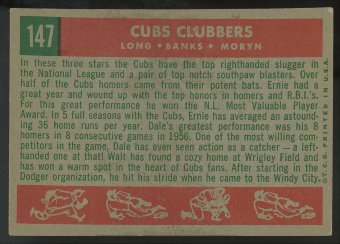1959 Topps Long/Banks/Moryn Cubs' Clubbers #147 EX