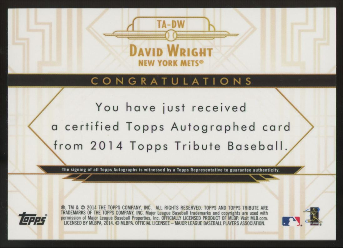 2014 Topps Tribute David Wright Blue Auto /50 #TA-DW