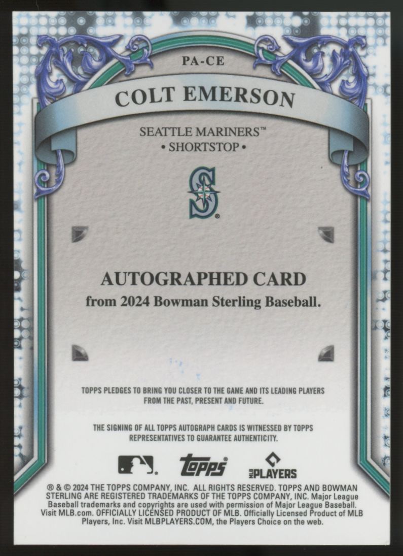 2024 Bowman Sterling Colt Emerson Prospect Auto #PA-CE "B"