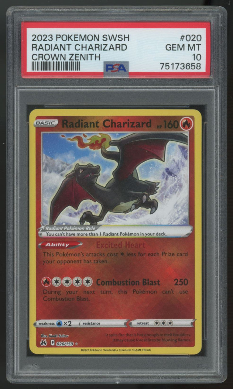 2023 Pokemon Radiant Charizard Crown Zenith #020 PSA 10