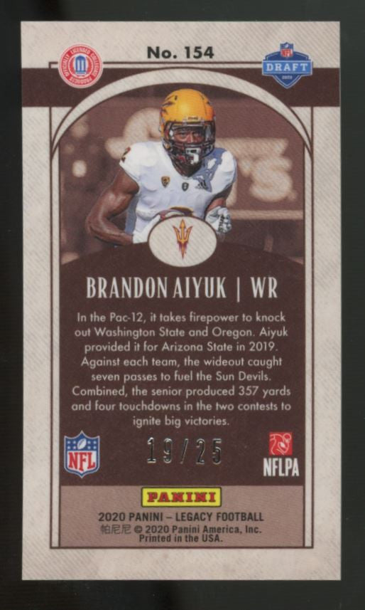 2020 Legacy Brandon Aiyuk Mini RC Gold /25 #154