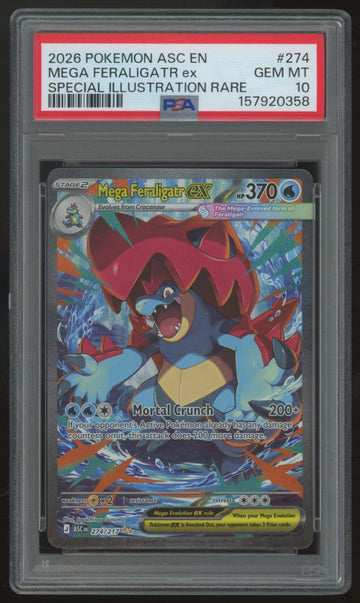2026 Pokemon Mega Feraligatr ex Ascended Heroes SIR #274 PSA 10