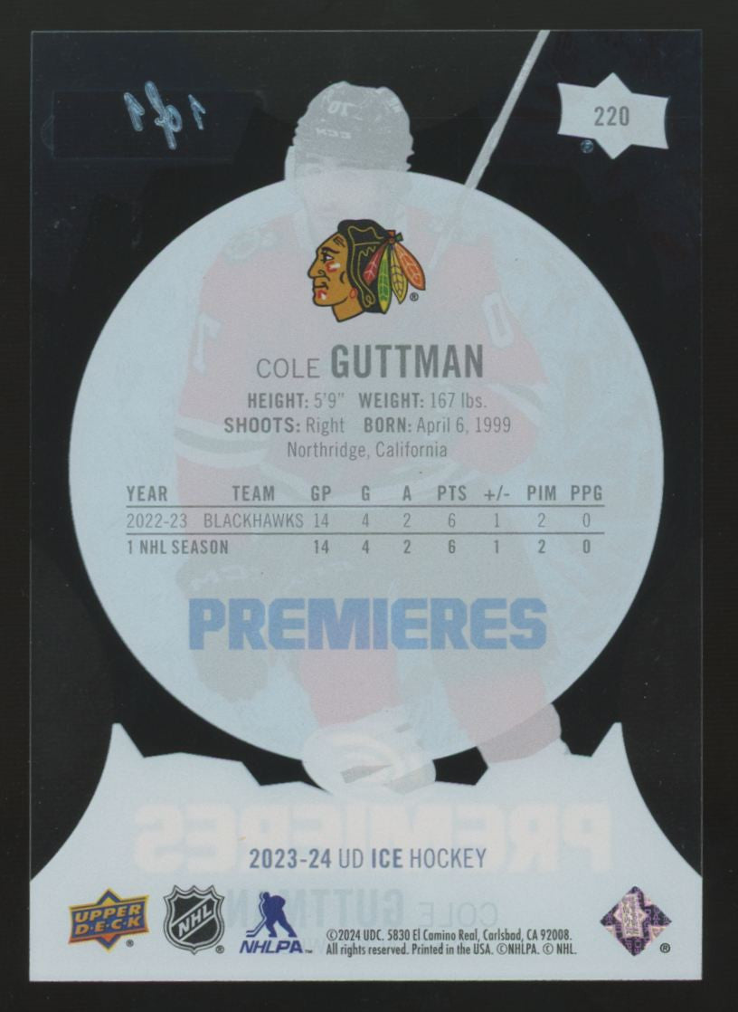 2023-24 Upper Deck Cole Guttman Black Ice Premieres 1/1  #220