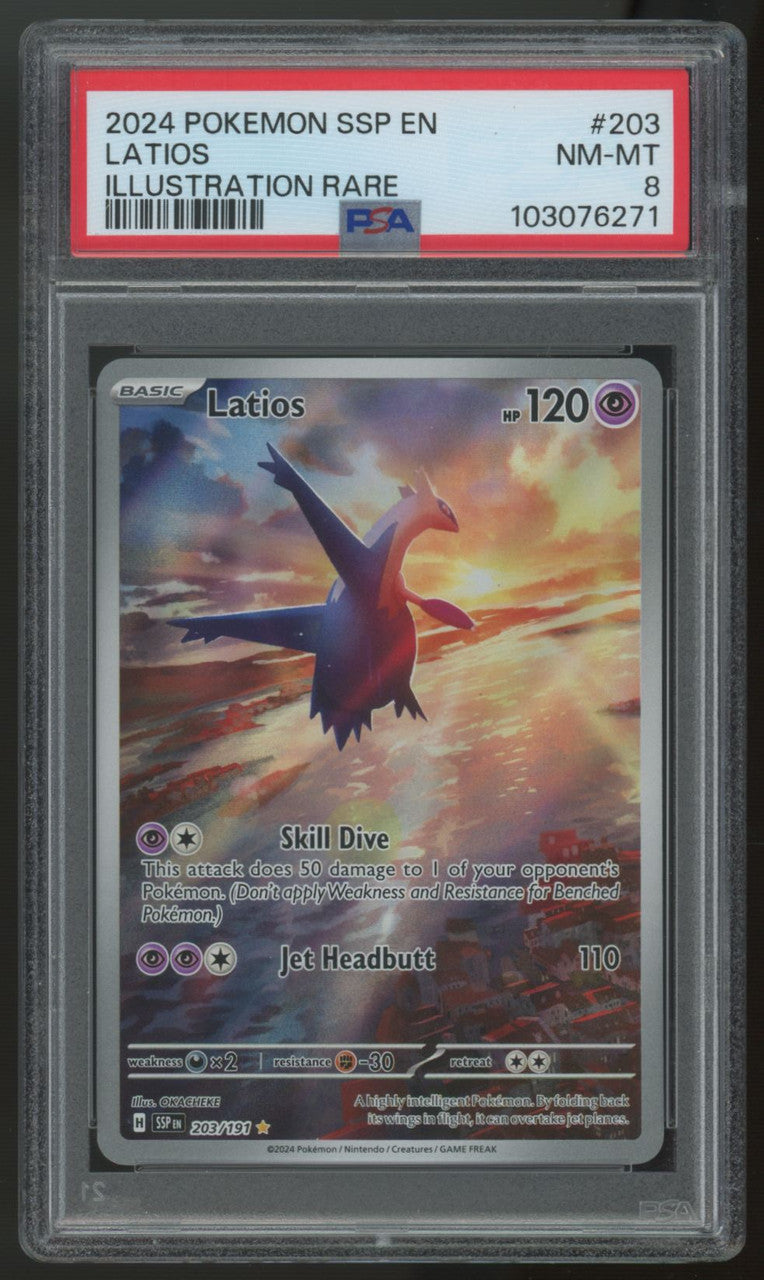 2024 Pokemon Latios Surging Sparks Illustration Rare #203 PSA 8