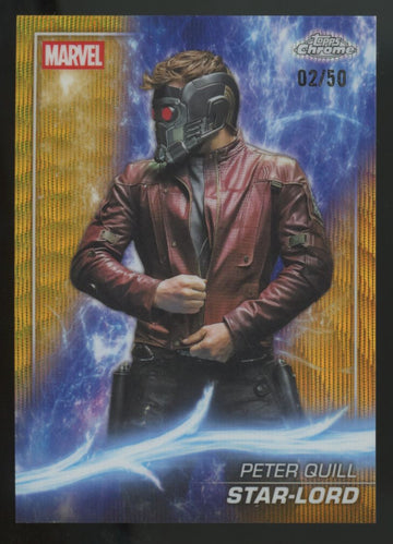 2025 Topps Chrome Marvel Peter Quill / Star Lord Phase Two Gold Wave /50 #42
