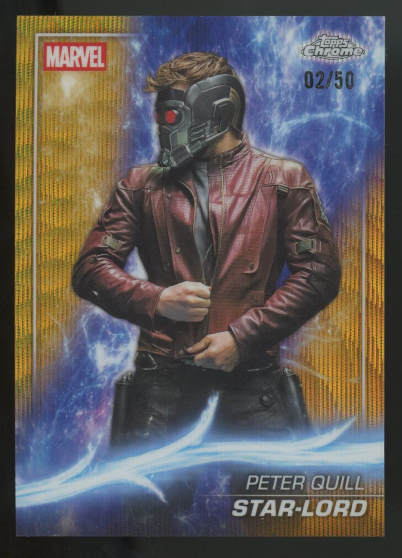 2025 Topps Chrome Marvel Peter Quill / Star Lord Phase Two Gold Wave /50 #42