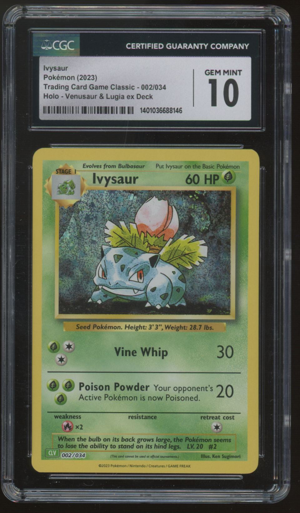 2023 Pokemon Ivysaur Trading Card Game Classic Holo #002 CGC 10 (C)