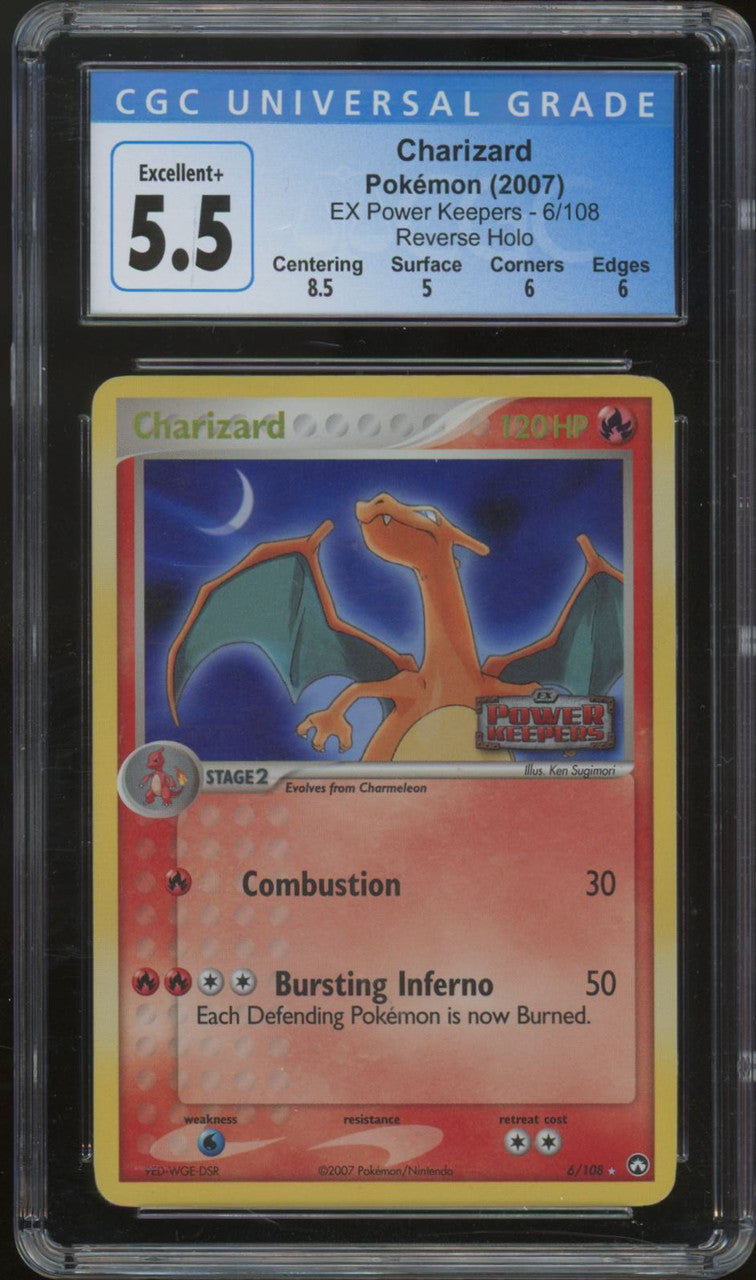 Pokemon Charizard EX Power Keepers Reverse Holo #6/108 CGC 5.5