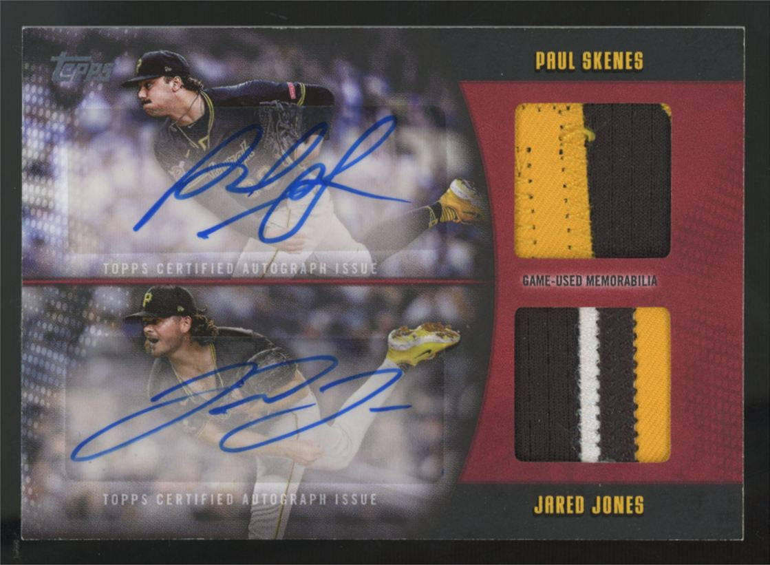 2025 Topps Series One Skenes/Jones Red Dual Patch Auto /5 #MLMDA2-SJO