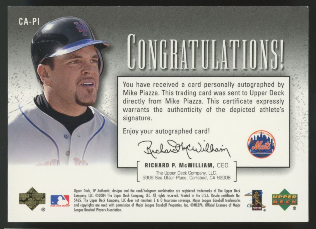 2004 SP Authentic Mike Piazza Gold Chirography Auto /40 #CA-PI