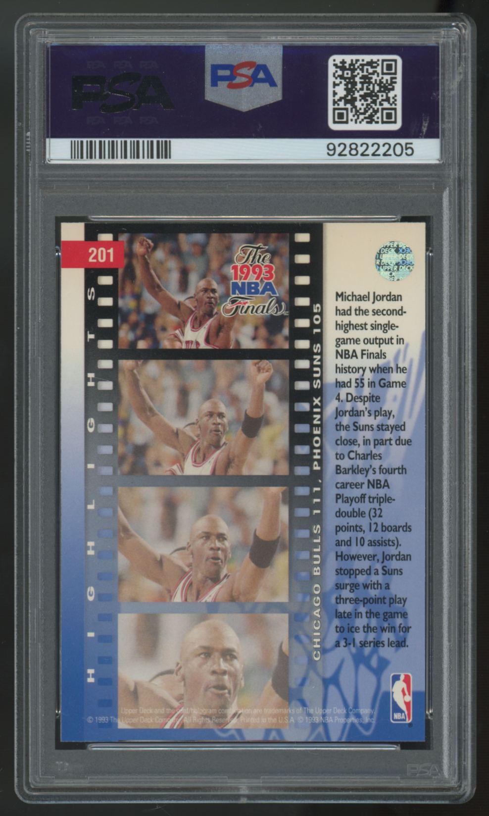 1993-94 Upper Deck Michael Jordan Game 4 #201 PSA 9