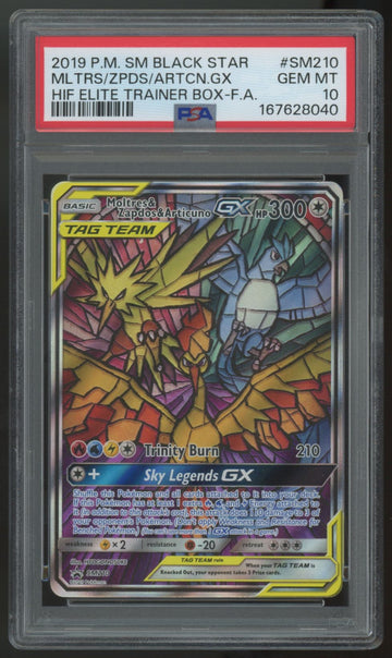 2019 Pokemon Moltres & Zapdos & Articuno GX Black Star Promo #SM210 PSA 10