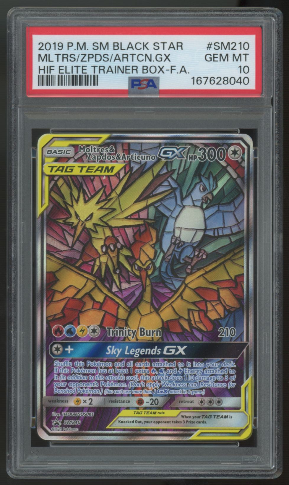 2019 Pokemon Moltres & Zapdos & Articuno GX Black Star Promo #SM210 PSA 10