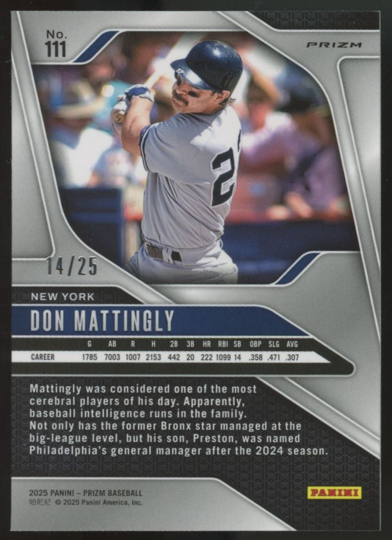 2025 Panini Prizm Don Mattingly Mojo /25 #111 "A"