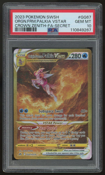 2023 Pokemon Origin Forme Palkia VSTAR Crown Zenith Secret #GG67 PSA 10
