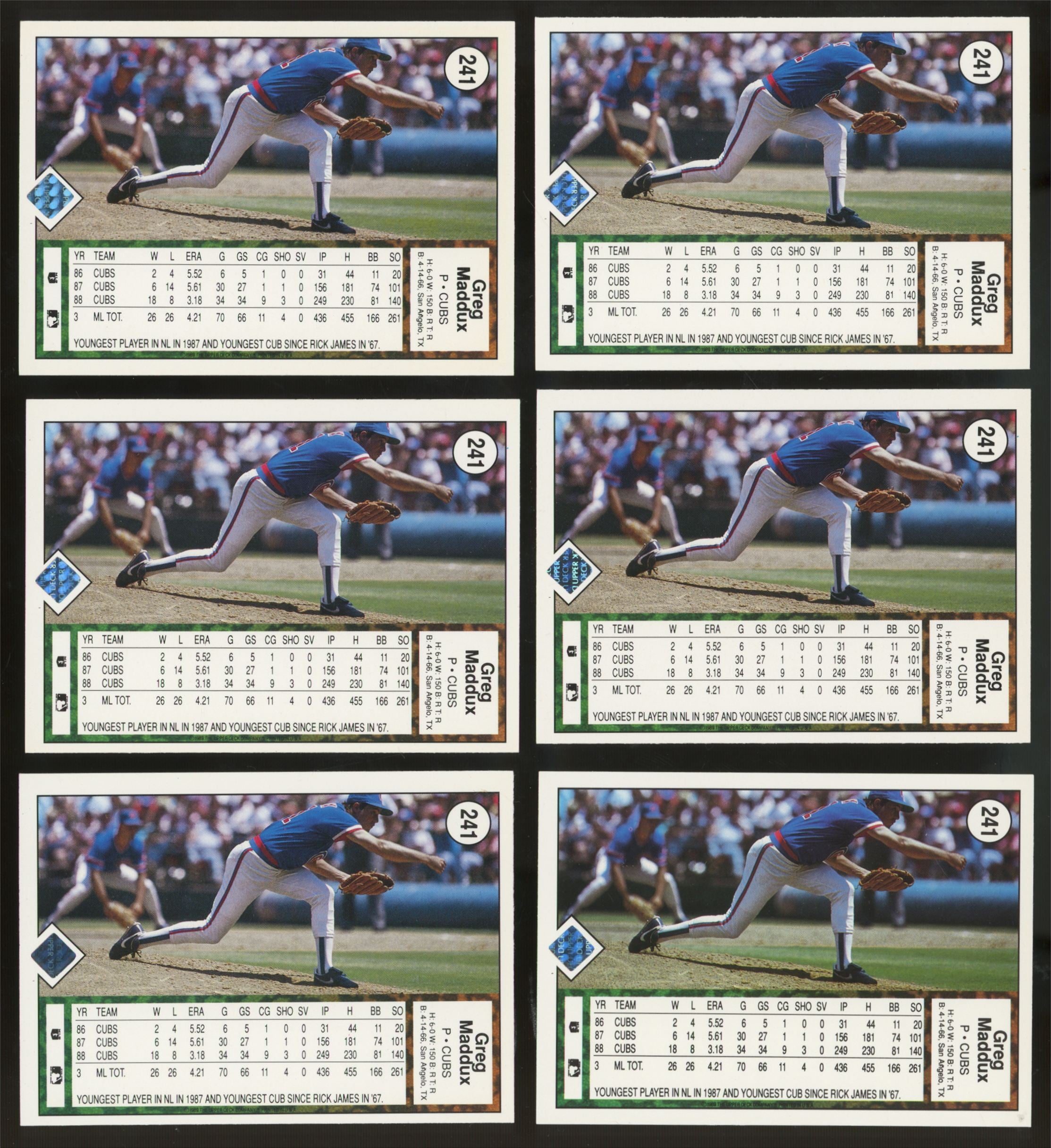 1989 Upper Deck Greg Maddux #241 (Lot of 50)
