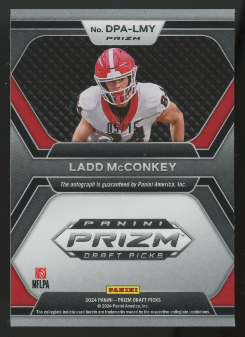 2024 Panini Prizm Draft Picks Ladd McConkey RC Neon Pink Pulsar Auto /15