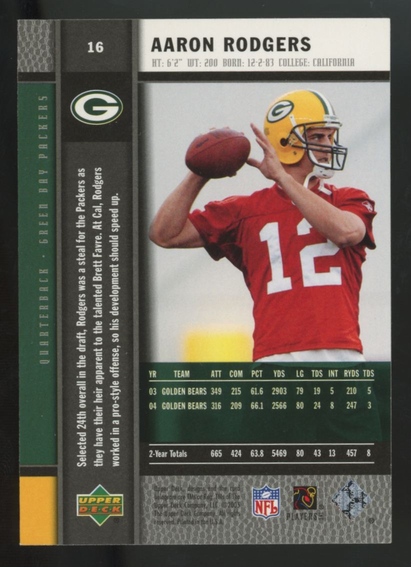 2005 Upper Deck Rookie Premiere Aaron Rodgers RC #16