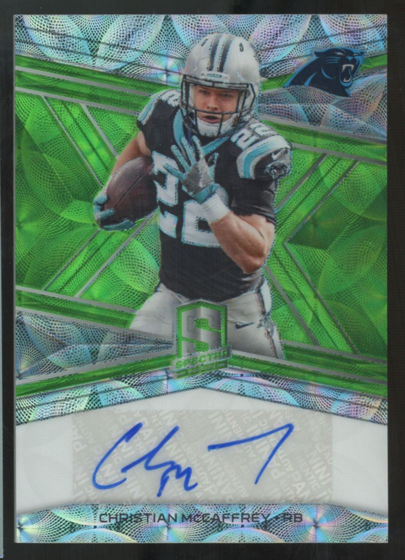 2018 Panini Spectra Christian McCaffrey Neon Green Auto /25 #S-CM