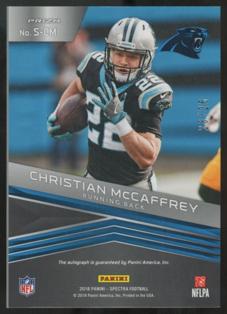 2018 Panini Spectra Christian McCaffrey Neon Green Auto /25 #S-CM