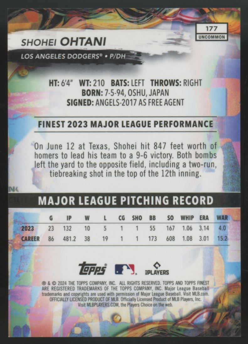 2024 Topps Finest Shohei Ohtani Uncommon Purple Refractor #177